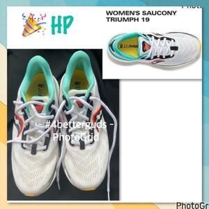 Saucony Triumph 19 Women Running Athletic White Black Vizi Teal Sneaker 11 EU 43